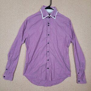 Zara Man Basic Dress Shirt Slim Fit Purple Button Down Long Sleeve Men's Size M